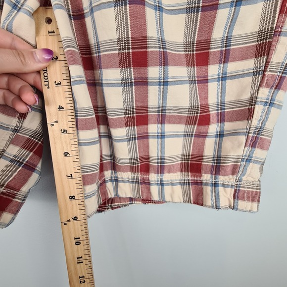 Abercrombie & Fitch Cargo Shorts Men 30 Red Plaid Drawstring Button Fly Vintage - Picture 4 of 14